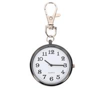 POPETPOP Large Dial Zinc Alloy Quartz Pocket Watch for Students Nurses with Key Buckle, Black Decorative Old Style Hanging Fob Watch Suitable for Exams and Use