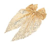 POPETPOP Large Gold Sequin Bow Hair Clip Sparkly Hair Accessories for Women and Teens Oversized Decorative Bowknot Hairpin Made of Plastic and Cloth