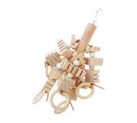 POPETPOP Large Medium Wooden Parrot Chew for Cage Hanging, Slotted Block Grinding Pendant for Bird Molar Play and Biting, Suitable for Cockatiels and Pet Birds