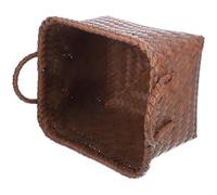 POPETPOP Large Rattan Woven Storage Basket with Double Handle, Sturdy Pp Desktop Organizer for Snack Storage and Sundries, Rustic Charm Handwoven Basket with Wear Resistance