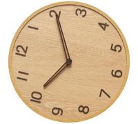 POPETPOP Large Silent Wall Clock Wood Grain Finish, 12 Inch round Decorative Wall Mounted Clock for Living Room, Household Use, Featuring Large Numbers and Non-ticking Quartz Movement