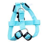 POPETPOP LED Glow-in-the-Dark Harness and Leash Set Adjustable Reflective PET Supplies for Night Visibility No Design Medium Size Easy Control Handle