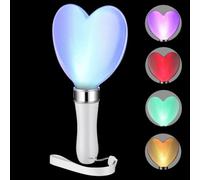 POPETPOP LED Heart-Shaped Glow Stick with 15 Colours, Compact Flashing Light Stick Made of ABS for Concerts and Parties, Portable New Year, without Battery