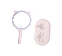 POPETPOP LED Lighted Makeup Mirror Pink with USB Charging Desktop and Abs Glass Material, Portable Dressing Mirror for Living Room and Study Room Use
