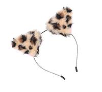 POPETPOP Leopard Print Animal Ear Hair Bands, Fluffy Metal Headband, Cute Cat and Fox Ear Headwear for Girls, Party Accessories and Costume Hair Hoop for Halloween and Carnival