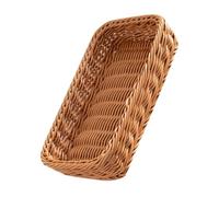 POPETPOP Lightweight Brown Plastic Woven Cutlery Organizer Basket for Seasoning Bottles and Utensils, Easy to Store Storage Basket Suitable for Casual Occasions and Holidays