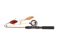 POPETPOP Lightweight Cat Teaser Stick with Fish Shape Feather Made of Fishing Rod and Cloth, Designed to Keep Cats Healthy and Active, Indoor Pet for Interactive Play Random Color