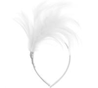 POPETPOP Lightweight Plume Headband for Women, Easy to Wear White Wedding Headpiece, for Birthday Parties and Special Occasions