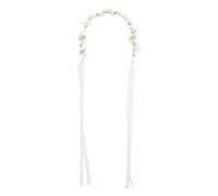 POPETPOP Lightweight Rhinestone Wedding Hair Piece with Delicate Pearl Flower Headband for Bride, White Copper and Polyester Material, for Weddings and Birthdays, Will Not Fall off Easily