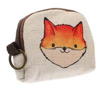 POPETPOP Linen Cartoon Printed Coin Purse Small Wallet Key Pouch with Convenient Access and Classification for Travel Storage and Organising Change and Small Items