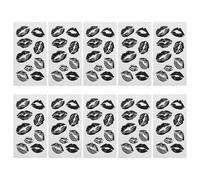 POPETPOP Lip Tattoo Stickers Temporary Body Art Tattoos Waterproof 10 Sheets with Realistic Effect, Unique Design Lip Kiss Decals Black Ink for Valentine's Day and Cosplay