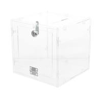 POPETPOP Lockable Acrylic Suggestion Box 20x15x20cm with Geometric Design for Donation, Ballot, and Comment Storage, Self-assembly Voting and Feedback Container