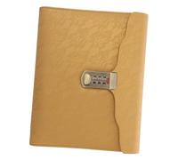 POPETPOP Lockable PU Leather Notebook Refillable Diary with Combination Lock Anti-peeping Journal for Adults Daily Planner Notepad for Travel Writing Sketching and Scrapbooking Yellow