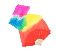 POPETPOP Long Silk Dance Fan with Vibrant Gradient Design, Foldable Bamboo and Silk Veil Fan for Belly Dancing and Stage Performances, Resistant to Damage for Talent Shows