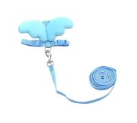 POPETPOP Love Heart PET Harness Vest Traction Rope Set for Small Dogs Adjustable Blue Chest Strap for XS Breeds