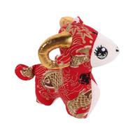 POPETPOP Lunar New Year Sheep Decor Figure, Red Cloth Plush Ornament | Traditional Oriental Design, Cloud Motifs and Fu Elements, Stable Shape for Desks and Festive Display