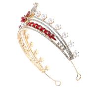 POPETPOP Luxurious Bridal Tiara Crown with Sparkling Rhinestones and Pearl Dazzling Wedding Headpiece for Women for Brides Proms and Special Occasions