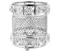 POPETPOP Makeup Handy Storage Crystal Stylish Brush with Box Silver Metal Design Long-time Use Organizer and for, Desktop Suitable for Office Home, for Pens and Stationery