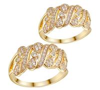 POPETPOP Material with Comfortable Fit and All-day Wear Copper 2pcs Elegant Golden Bowknot Zircon Decorative Finger for Women Party for Festivals and Special Occasions