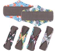 POPETPOP Menstrual Pads and Protection 6pcs Bamboo Charcoal Washable Sanitary Napkin with Comfortable Skin Touch Random Color for Everyday Use