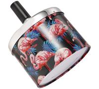 POPETPOP Metal Ashtray with Rotating Lid, Windproof Automatic Extinguishing Design, Flamingo Pattern, Portable for Office and Travel Souvenir Use