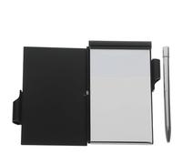 POPETPOP Metal Mini Pocket Notebook with Pen, Black Aluminum Alloy Card Holder Notepad for School Students, Smooth Writing Memo Pad with Page Tabs, Portable Planning and To-do List Pads