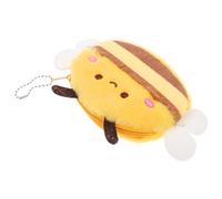 POPETPOP Mini Bee Hanger Plush Coin Purse Decorative Keychain Adorable Yellow Bee Shape Plush Fabric Bag Accessory for Girls and Boys