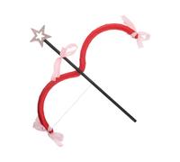 POPETPOP Mini Bow and Arrow Set for Valentine’s Day Cosplay, Light Gold Five-star Bow with Love Heart Arrows, Cupid Costume Accessory for Party Favors and Decorations