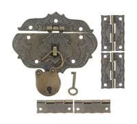 POPETPOP Mini Padlock Set Versatile Attachment with Matte Antique Finish with Key, Vintage Bear Shape Alloy Lock for Jewelry Chest and Wood Box, for DIY Projects and Creative Displays