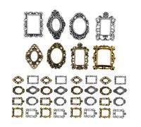 POPETPOP Mini Photo Frame Nail Art Decorations 40Pcs Vintage Baroque Style Metal Picture Frames for Nail Salon Home Diy Beauty Accessories