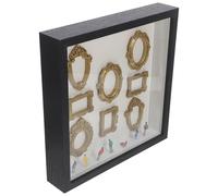 POPETPOP Mini Photo Museum Shadow Box Picture Frame Kit with Tiny Painted Model People and Mini Frames, Wood and Plastic Material, 24.4x24.4x4.5cm, for Home Decor and Bookshelves Memory