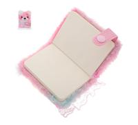 POPETPOP Mini Plush Journal with Buckle, Cute Bear Design with Colorful Dress, Portable Furry Notebook for Daily Writing and Sketching, Fluffy Diary Book and Boys