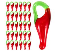 POPETPOP Mini Red Chili Pepper Pendant Beads 100Pcs Glass Charms for Earrings Necklaces Keychains DIY Crafting Bracelets Trendy Food Design