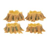 POPETPOP Mini Reptile Water Bowls Multi-function Pet Feeding Containers 4pcs Resin Water Basins Easy to Carry Yellow Set for Spiders and Small Frogs