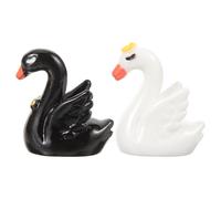 POPETPOP Mini Swan Figurines 2Pcs Black and White Micro Landscape Ornaments for Home Decor Aquarium and Fairy Garden 0.87 Inch Resin Garden Statues