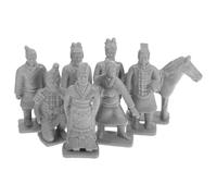 POPETPOP Mini Terracotta Figurines with Compact Design 8pcs Pvc Ancient Chinese Soldier Collectible Display and Resistant to Damage for Table Display and Small Dioramas