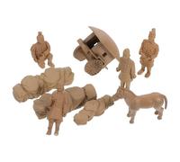 POPETPOP Mini Terracotta Warriors Figurines Set of 9 Plastic Craft Statues Qin Dynasty Collectible Desktop Ornaments Vintage Warrior and Horse Decorations for Home and Office