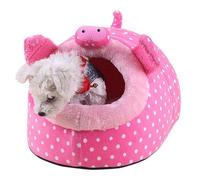 POPETPOP Mini Warm Sleep PET Cushion for Hamsters Hedgehogs and Small Animals Soft Cotton Nest Bed in Pink Pig Design Size S Comfortable Bed for Mice and Rats