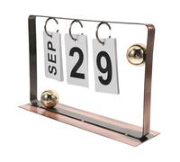 POPETPOP Minimalist Rustic Metal Desk Calendar with Perpetual Flip Design and Stand Daily Desktop Schedule Calendar for Office Bedroom and Living Room Decor Antique