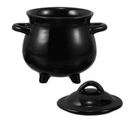 POPETPOP Ml Black Ceramic Witch Cauldron Mug with Sturdy Design for Daily Use and Halloween Party Favour Decoration, Unique Spooky Coffee Cup Candy Holder for Dining Table