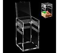 POPETPOP Modular Acrylic Reptile Feeding Box 12x12x20cm, Vertical Insect Terrarium Container for Tarantulas, Jumping Spiders, and Lizard Enclosure
