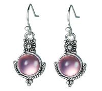 POPETPOP Moonstone Earrings Round Dangle Hook Vintage Style for Women Elegant Ear Accessories for Special Occasions