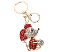 POPETPOP Mouse Keychain Zinc Alloy Red Decorative Keyring for Car Keys, Handbags, and Backpacks - Cute Purse Charm Rhinestone Accent for Women Accessories