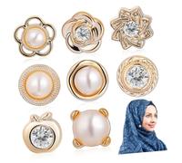 POPETPOP Multi-Size Hijab Magnets 8Pcs Magnetic Scarf Clips with Safety Pins for Muslim Veil and Shirt Accessories