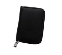 POPETPOP Multi-Slot Black Genuine Leather Coin Purse with Protective Card Holder and Lightweight Change Wallet for Travel and Everyday Use
