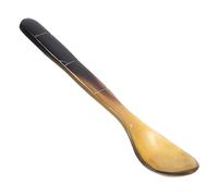 POPETPOP Multipurpose Horn Dessert Spoon Long Bamboo Handle, Wear Resistant Small Spoon for Coffee Stirring, Caviar Serving, and Dining Table Use in Hotels