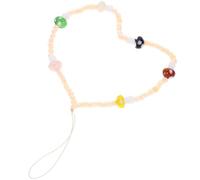 POPETPOP Mushroom Beaded Phone Hanging Chain Mobile Phone Pendant Bag Pendant White Plastic Fine Workmanship Decoration Valentine’s Day Accessory Random Color