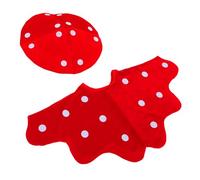 POPETPOP Mushroom Cap and Cape Costume Set for Adults Comfortable Soft Material Cosplay Stage Performance Holiday Party Outfit Vibrant Red Design Versatile Sizing for Family Events