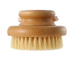 POPETPOP Natural Bamboo Bath Brush Round Hemp Scrubbing Pad - 1pcs Body Scrubber for Exfoliating and Massage - Eco-Friendly Shower Accessory for Deep Cleaning and Spa Bathing