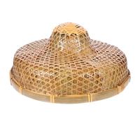 POPETPOP Natural Bamboo Woven Sun Hat Rain-proof Design Adjustable Rope Practical Oriental Style Fishing Hat Hiking and Festival Party